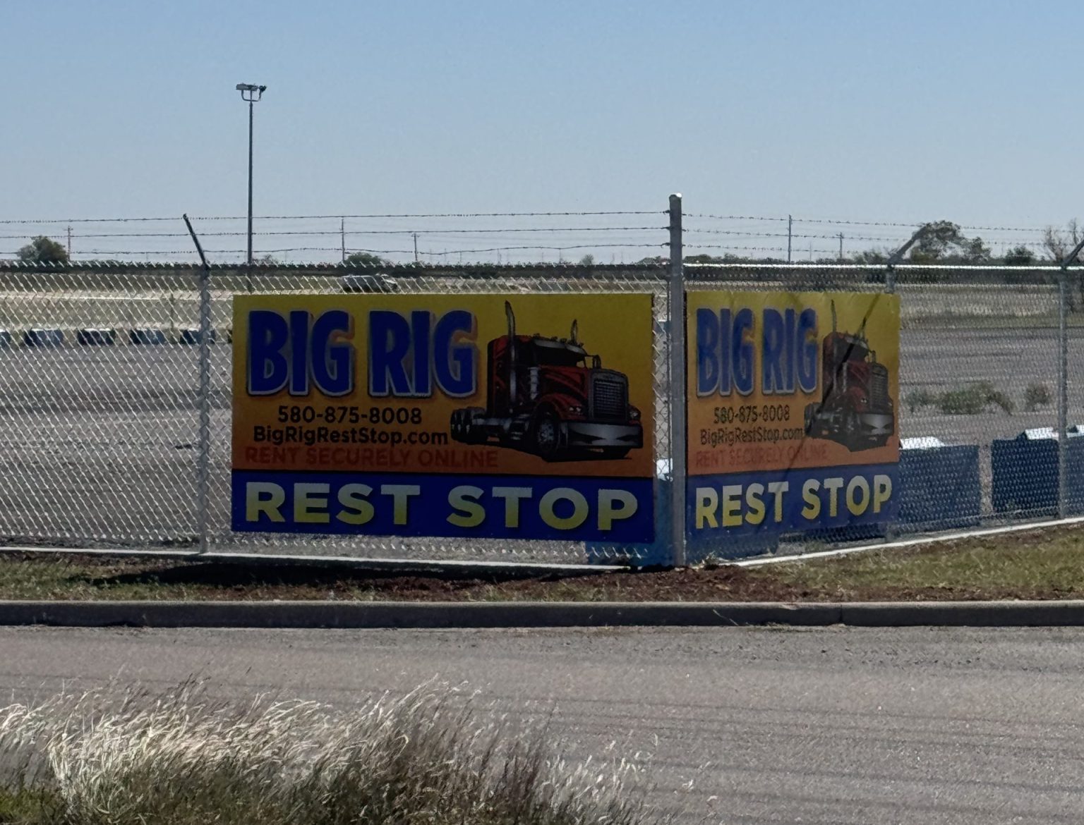 The Big Rig Rest Stop corner with its signs